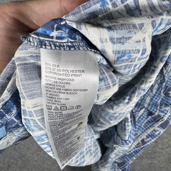 Tommy Bahama Mens XXL Blue Bamboo Plaid Silk Blend Short Sleeve Button Shirt - Picture 5 of 8